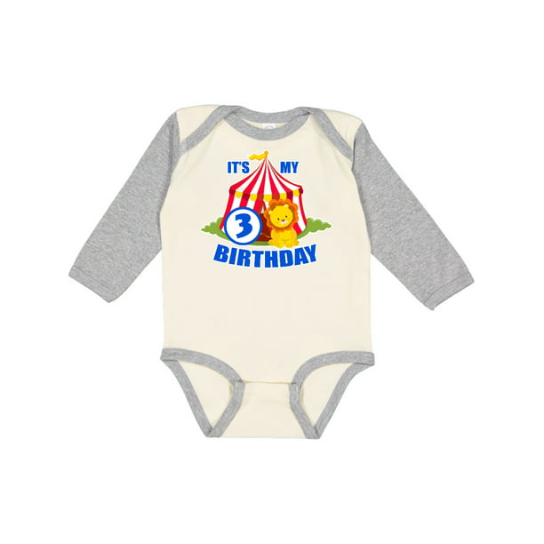 inktastic Its My Birthday Circus Tent with Lion 3 Years Old Long Sleeve Creeper 